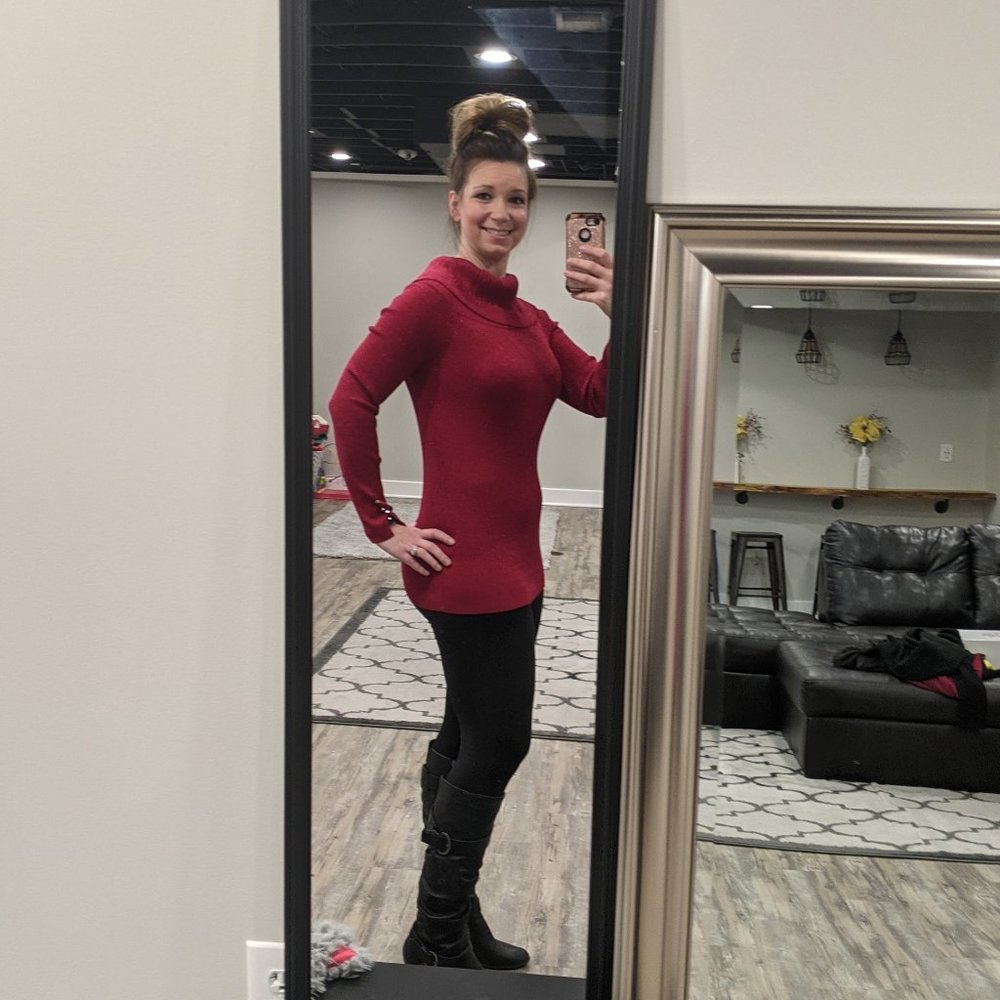 Red Sparkly Long Sleeve Stretchy Shirt